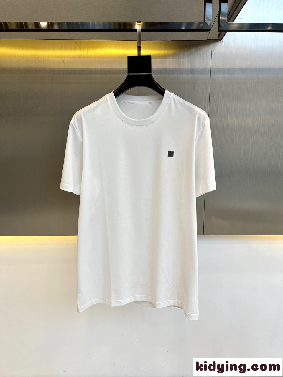 シンプル 合わせやすい クルーネック エルメネジルド・ゼニア 半袖Tシャツ コピー ホワイト-0
