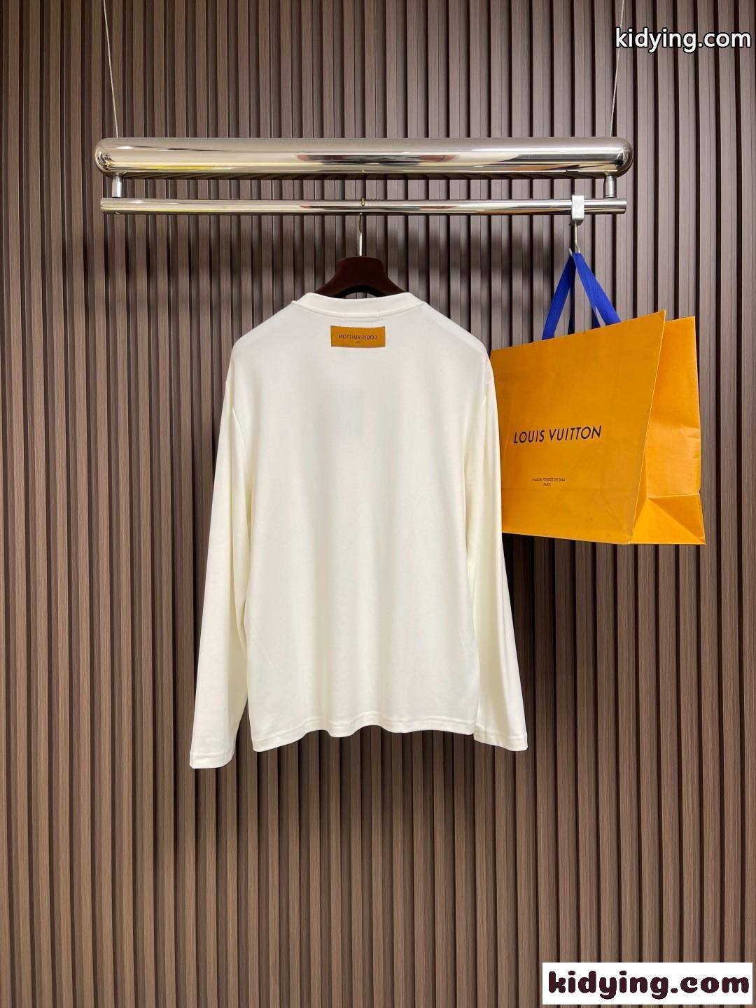 エンボスLVロングスリーブTシャツ ルイ・ヴィトン Tシャツ スーパーコピー ホワイト-1