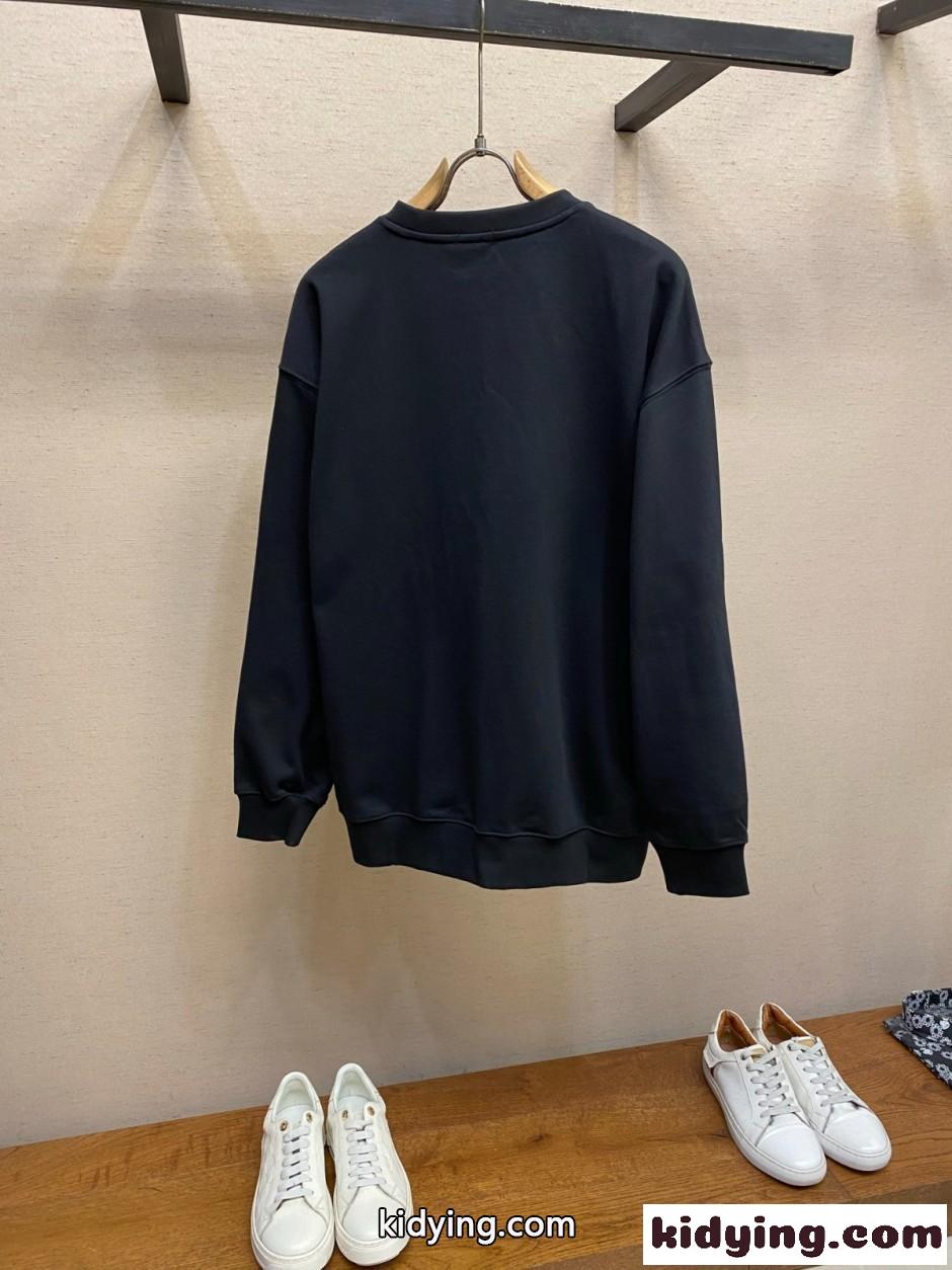EKD​ コットン スウェットシャツ バーバリー Tシャツ 偽物 クルーネック ブラック-0