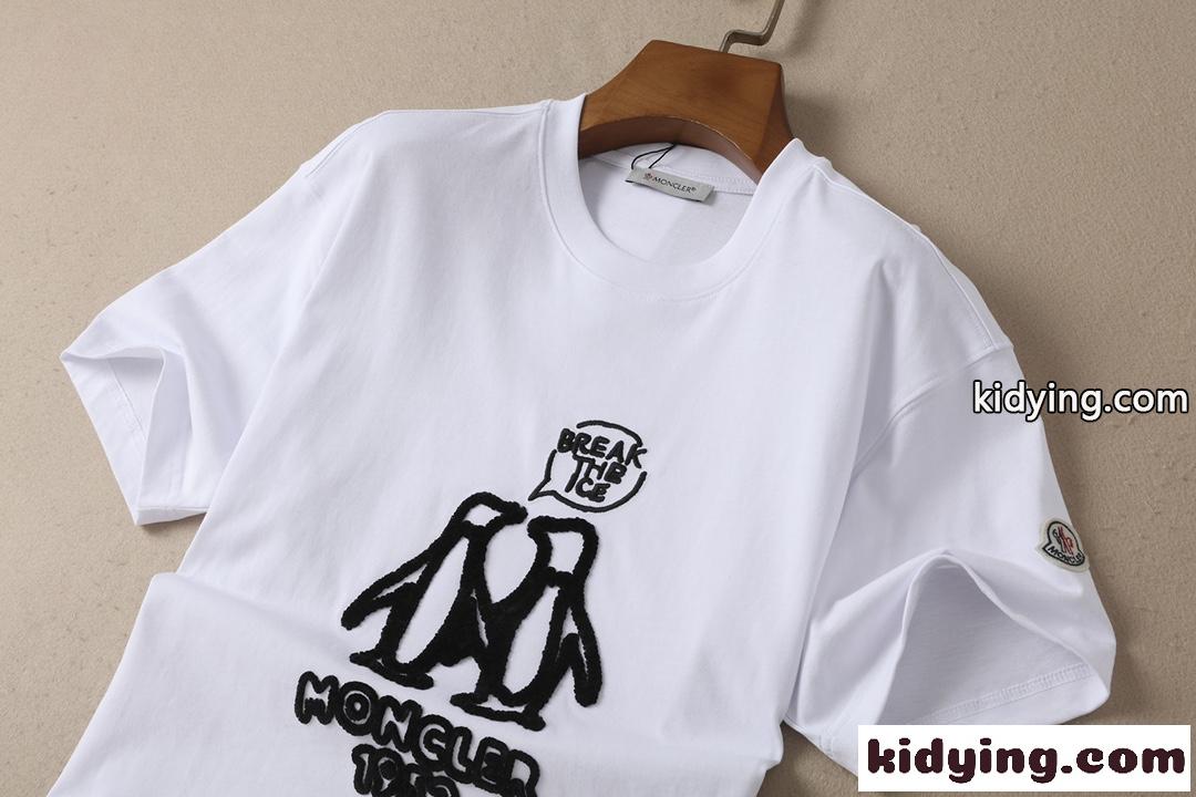 モンクレール 半袖tシャツ コピー ロゴ お洒落 通気性 着心地いいカジュアル シンプル クルーネック ホワイト ブラック-4