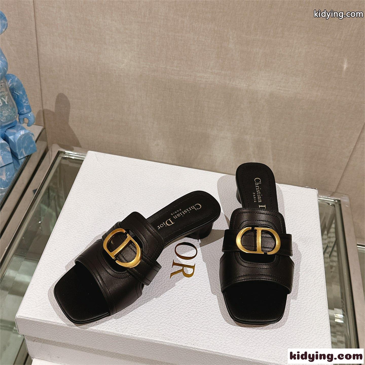 Dior Or 30 Montaigne ヒールスライド クリスチャン・ディオール サンダル コピー ブラック-3