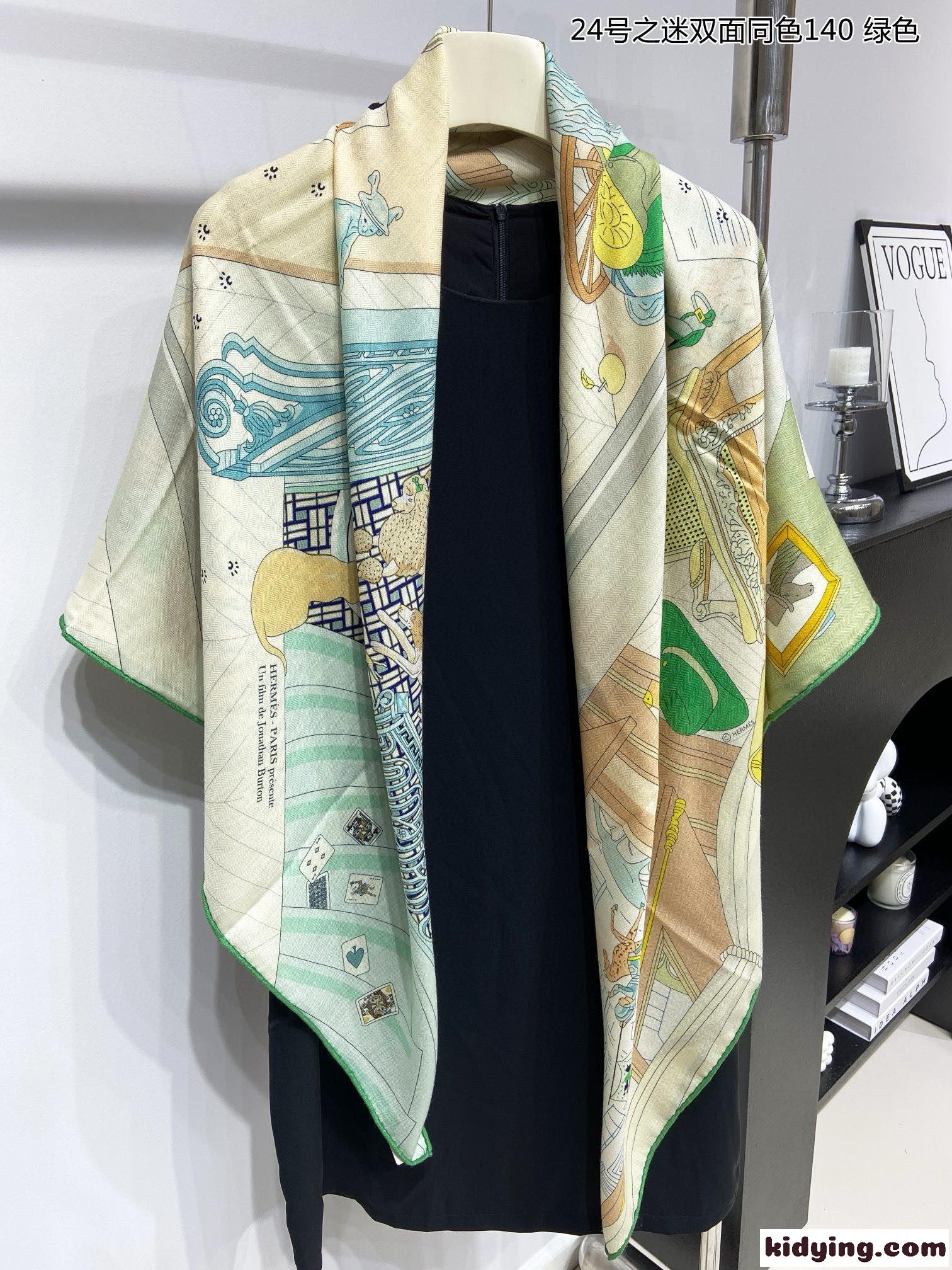 エルメス スカーフ コピー 大人 エレガント プリント カシミヤ＆シルク 140cm*140cm-3