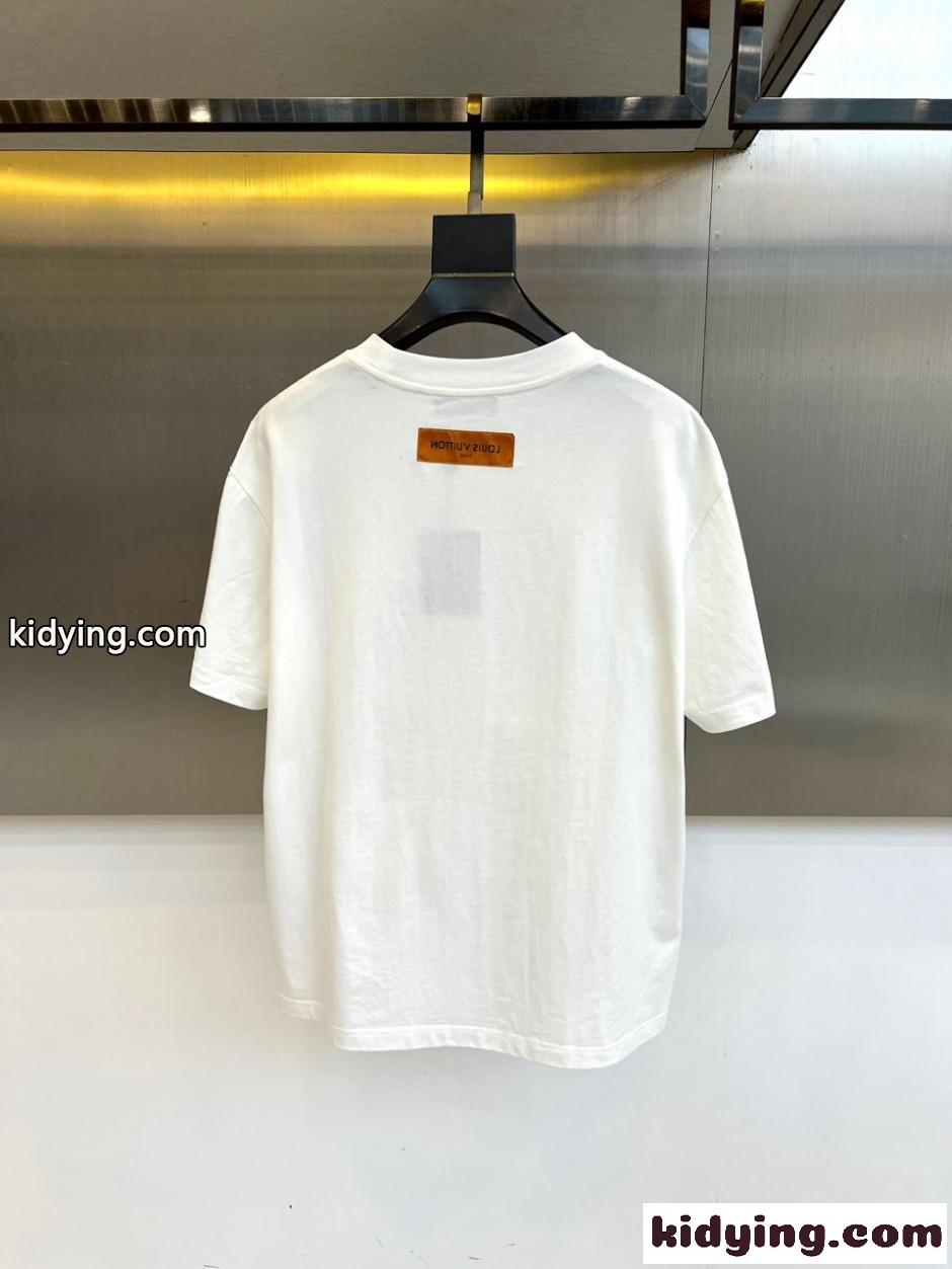 定番 カジュアル ロゴ入り 半袖Tシャツ ルイ・ヴィトン Tシャツ 偽物 ホワイト-3