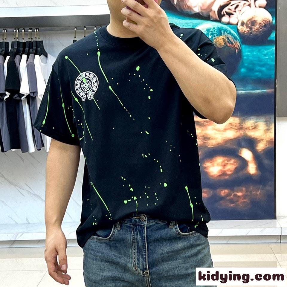 ストリート カジュアル クロムハーツ 半袖Tシャツ コピー ゆったり ブラック-2