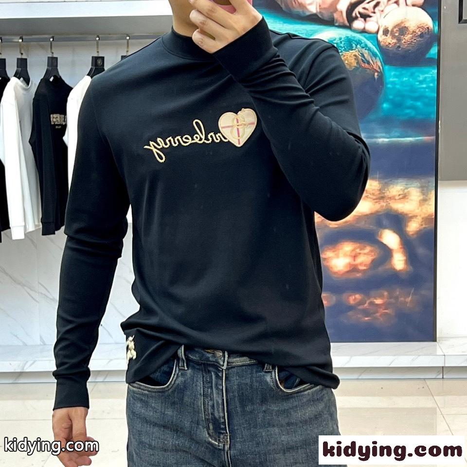 カジュアル 洗練された バーバリー Tシャツ 偽物 コットン 長袖Tシャツ ブラック-2