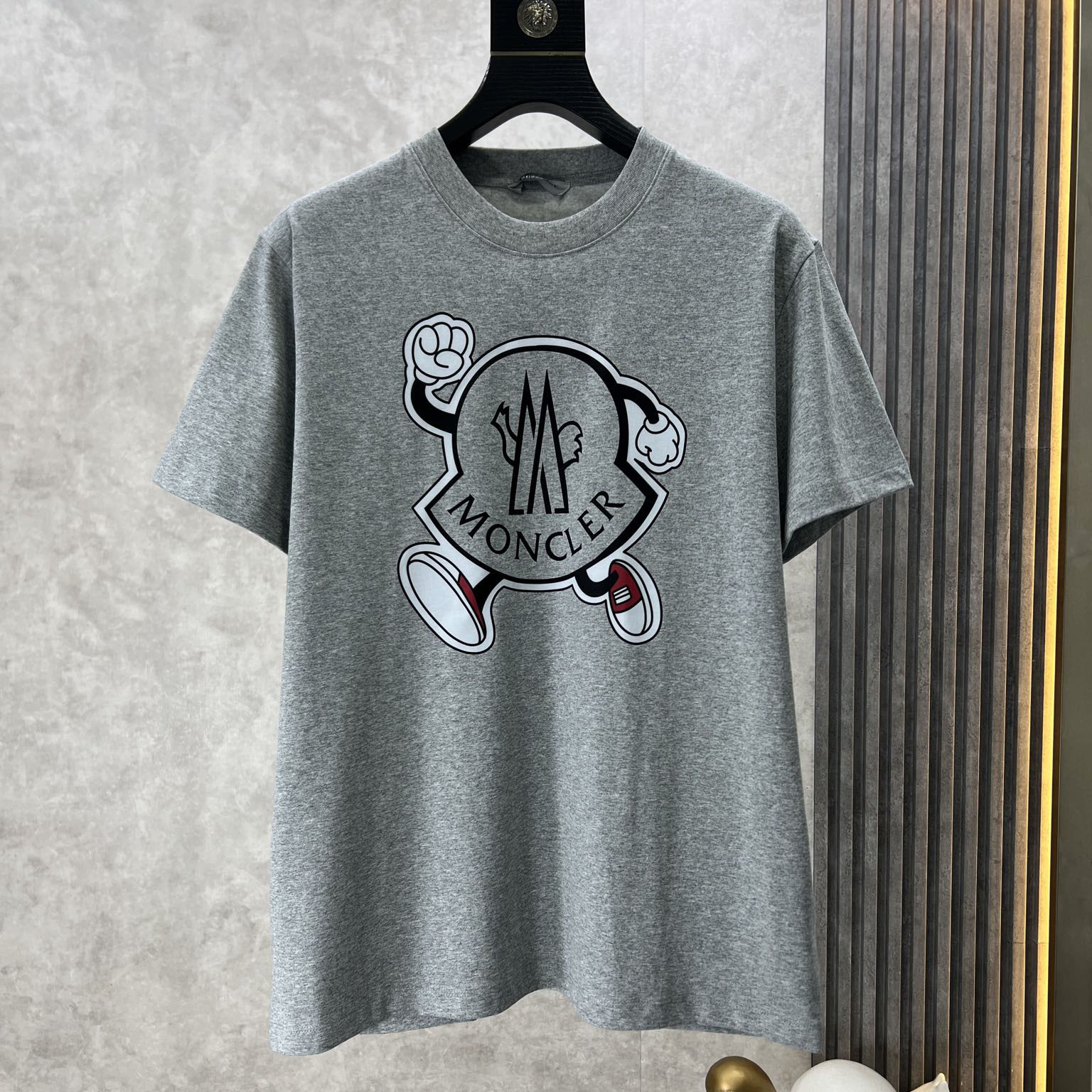 モンクレール Tシャツ コピー 可愛い おしゃれ プリント クルーネック 半袖 グレー-0