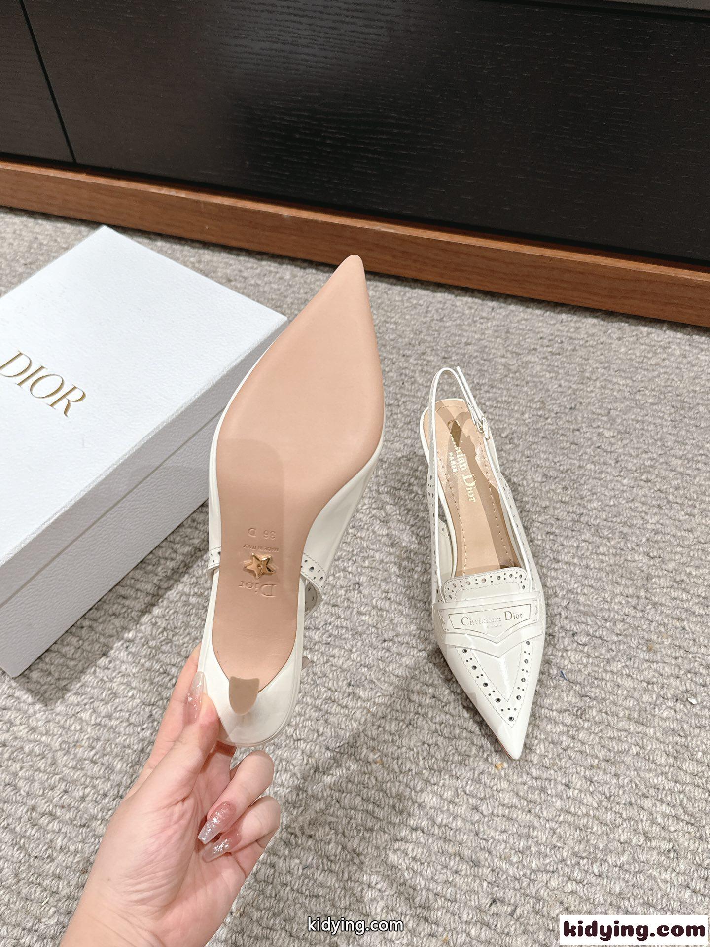 24SS&Dior Boy スリングバックパンプス クリスチャン・ディオール パンプス コピー ホワイト-3