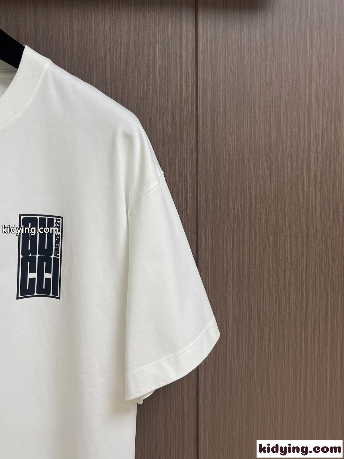 グッチ Tシャツ コピー シンプル ロゴプリント コットン 半袖Tシャツ クルーネック-3
