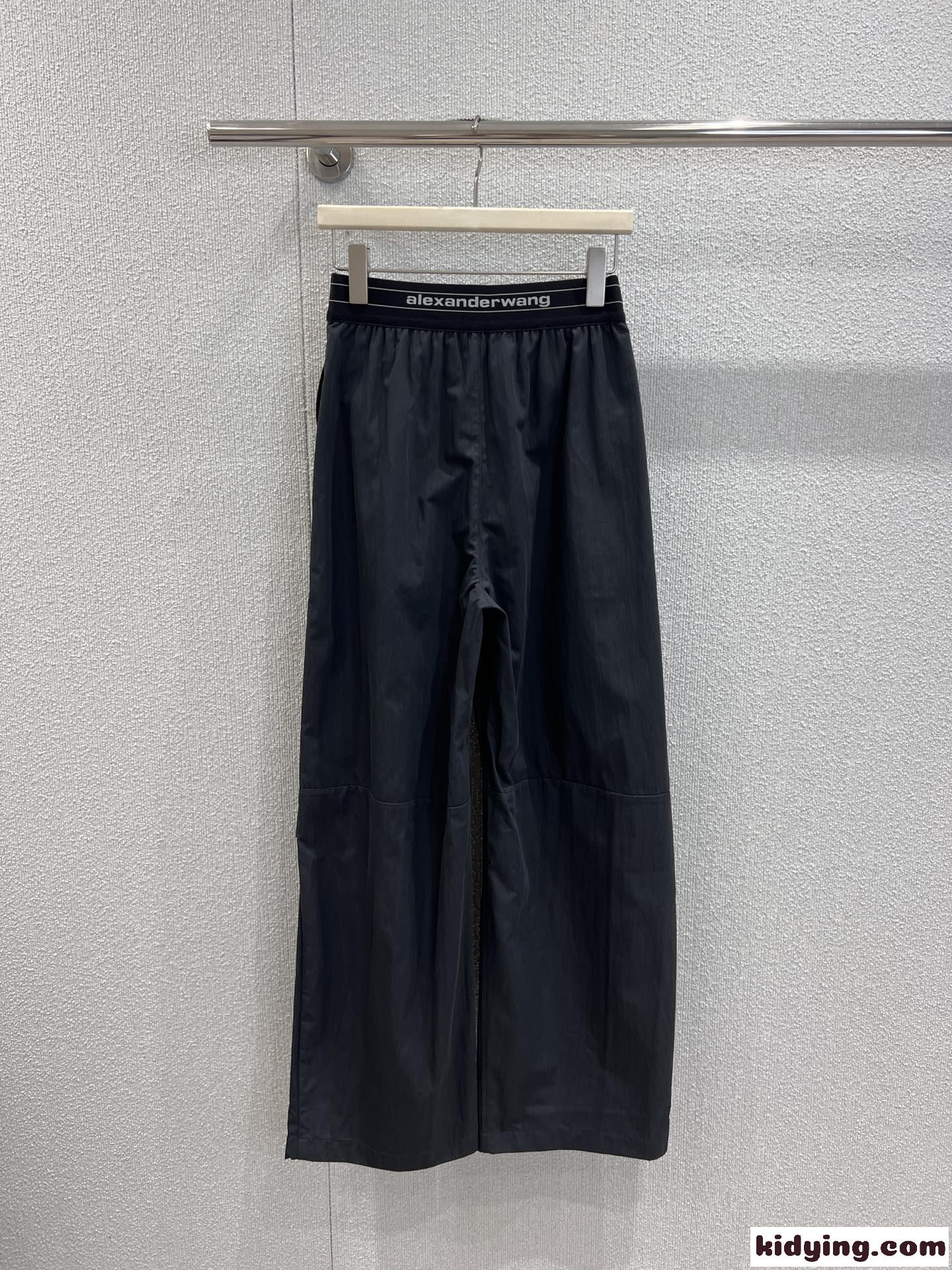 アレキサンダーワング パンツ 偽物 スタイリッシュ ウエストロゴ ロングパンツ ブラック-2