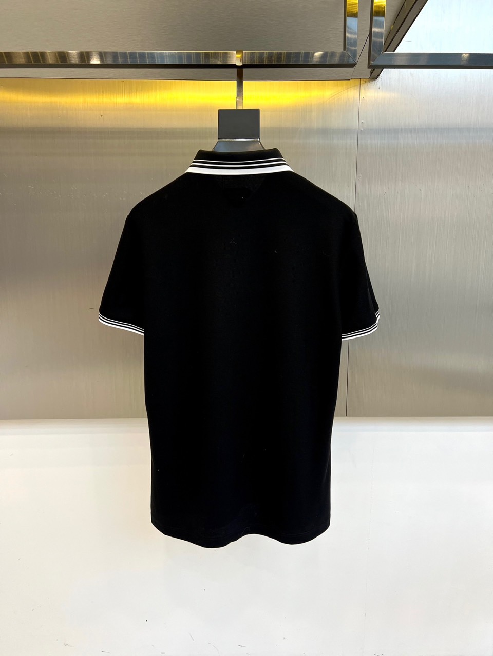 カジュアル コットンピケ ポロシャツ プラダ Tシャツ 偽物 半袖トップス ブラック-3