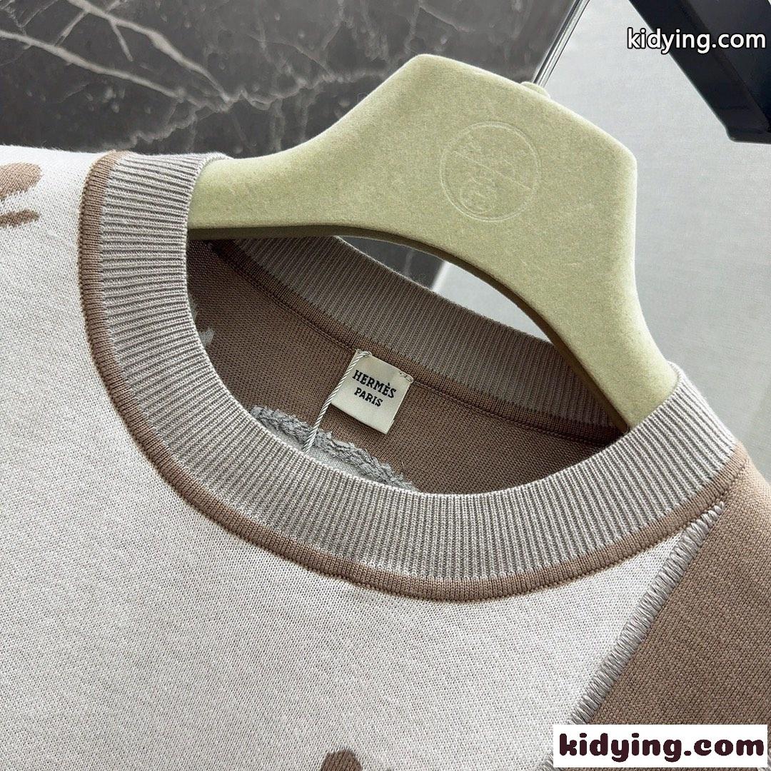 春夏 刺繍入り ショートスリーブニット エルメス ニットウェア コピー ホワイト-0
