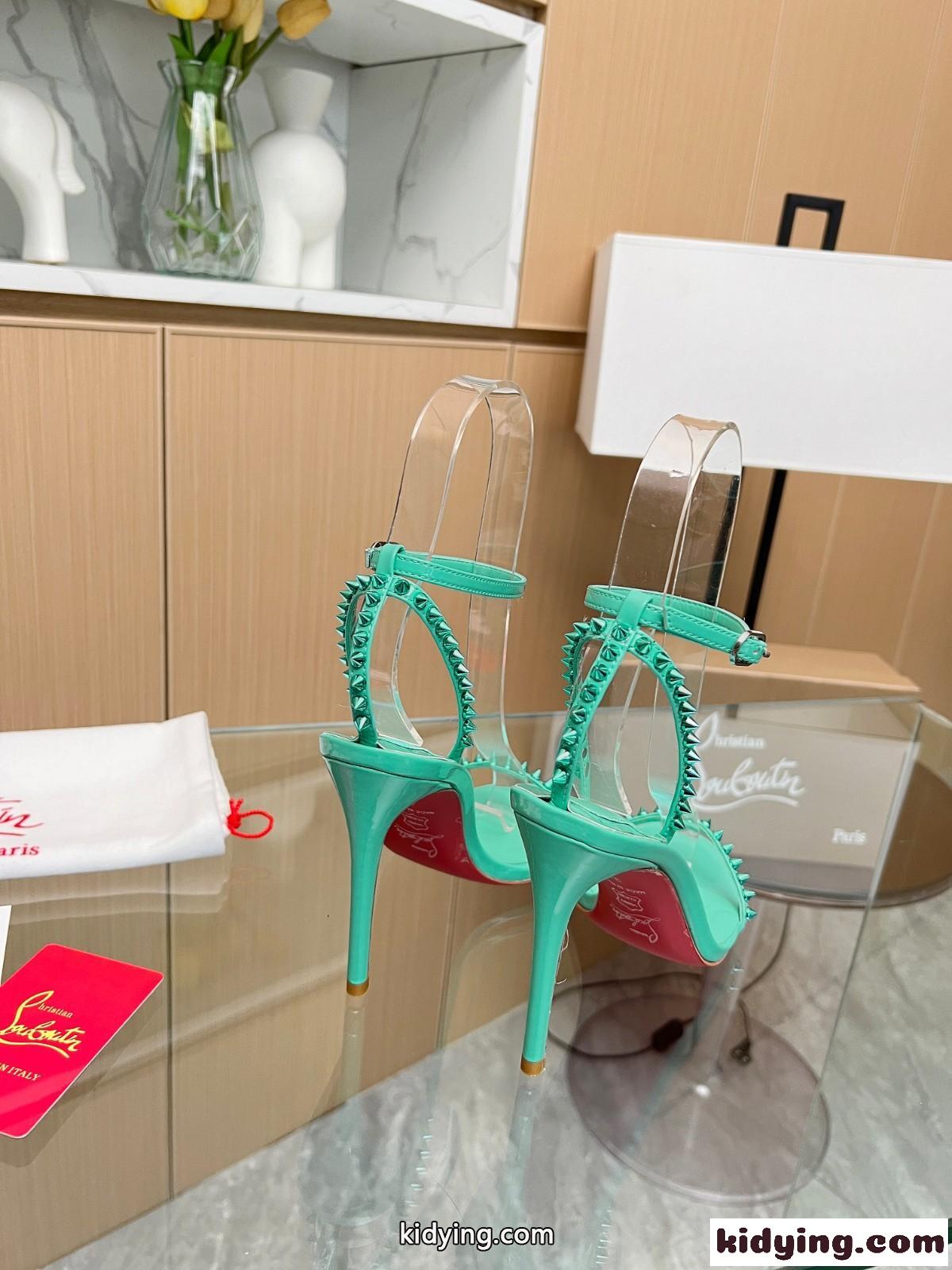 So Me 100 レザーサンダル 美脚 クリスチャン・ルブタン サンダル コピー グリーン-3