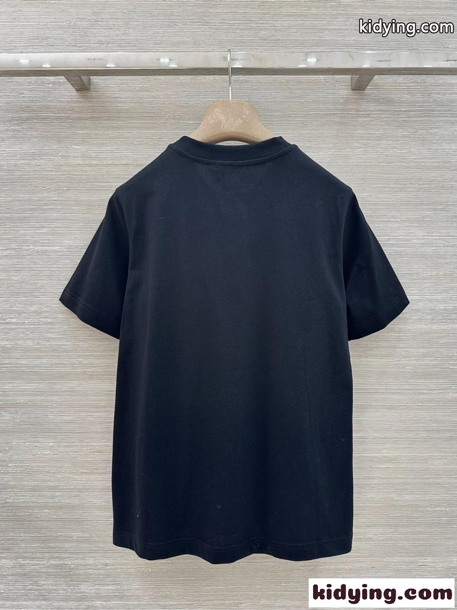 ナイトチェック コットンTシャツ バーバリー Tシャツ 偽物 ブラック-4