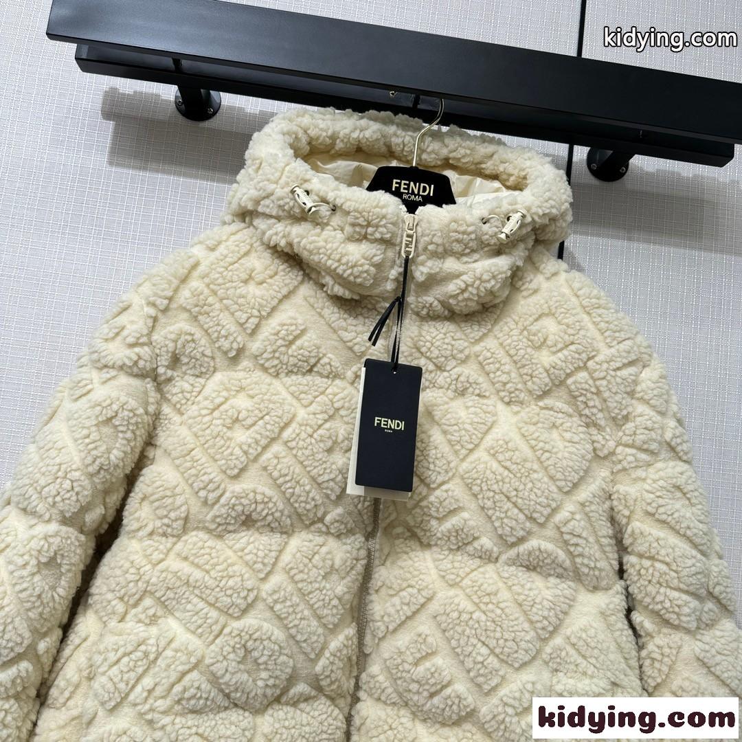 もこもこ 秋冬 可愛い フェンディ ジャケット コピー レディース ホワイト-1