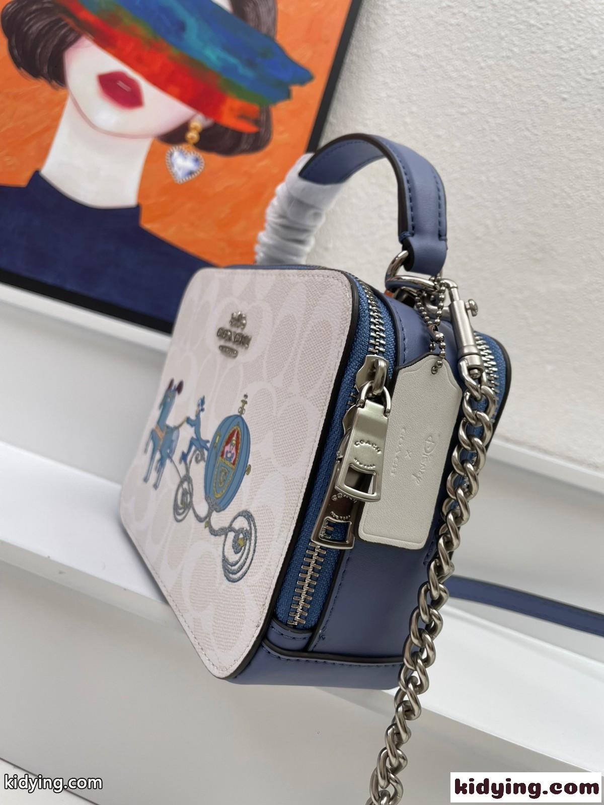 DISNEY X COACH コーチ バッグ コピー レディース ダブルジップ ボックスショルダーバッグ-0