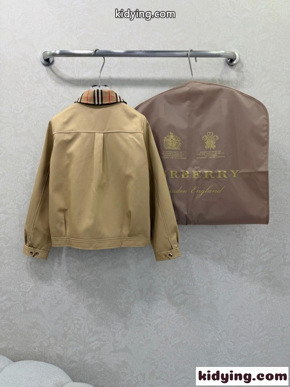 チェック襟 コットン ブルゾン バーバリー ジャケット 偽物 カーキ-4
