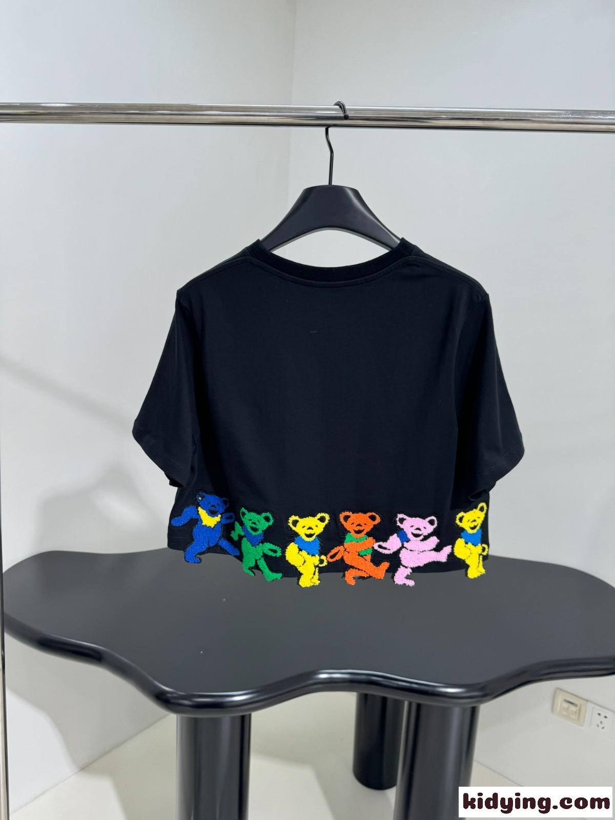 可愛い おしゃれ クロップドTシャツ ロエベ Tシャツ コピー コットン ブラック-1