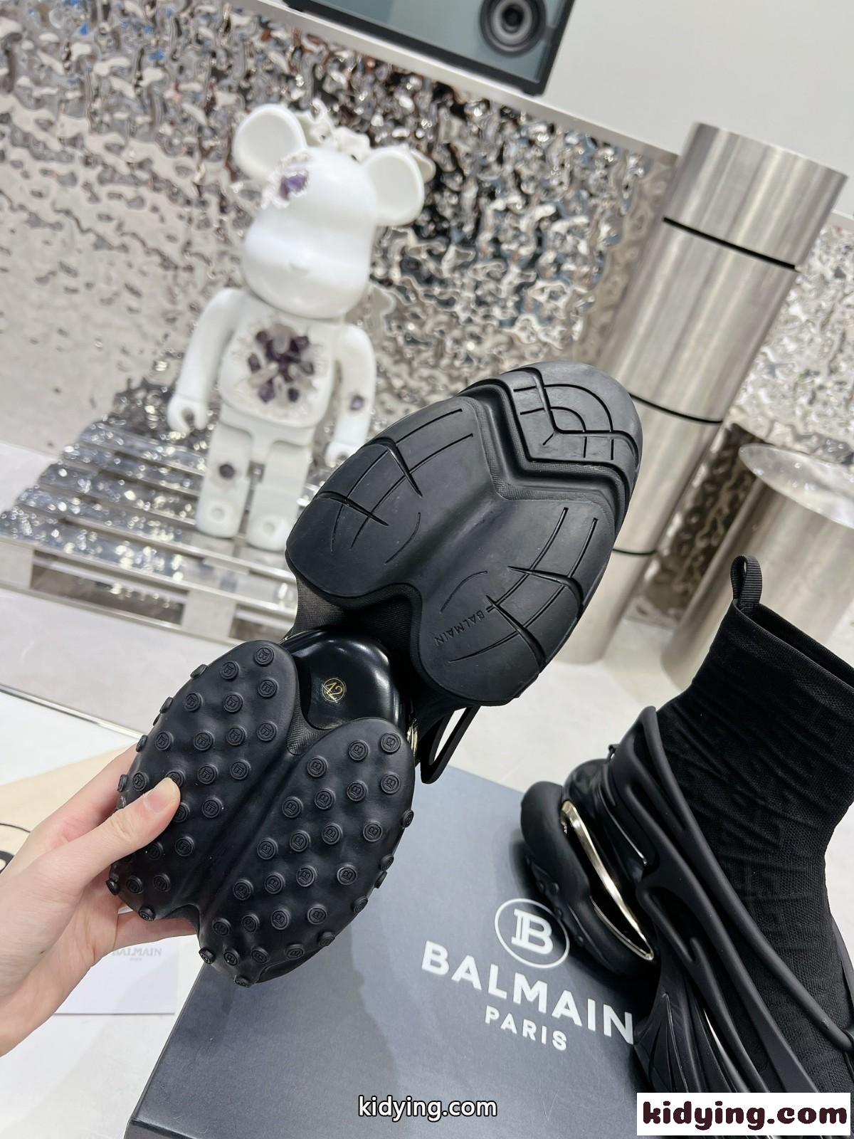 メッシュ＆レザー Unicorn ハイカットスニーカー バルマン スニーカー コピー-4