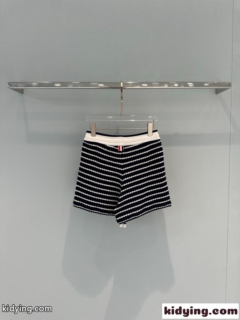 爽やか ボーダー柄 ニット ショートパンツ トムブラウン パンツ 偽物 ブラック-4