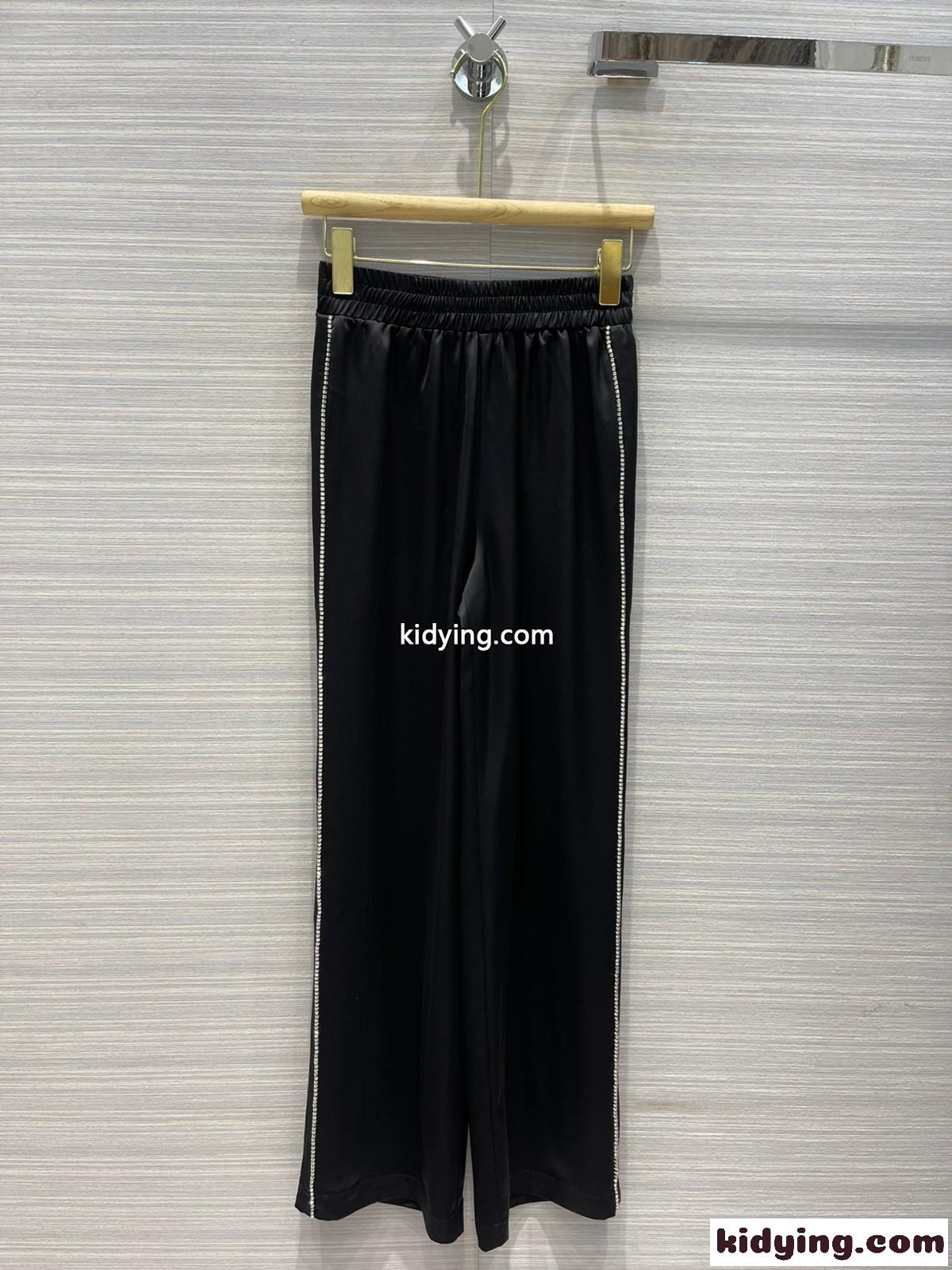 バーバリー パンツ コピー クリスタルストライプ シルクサテンブレンド ワイドレッグ トラウザー-2