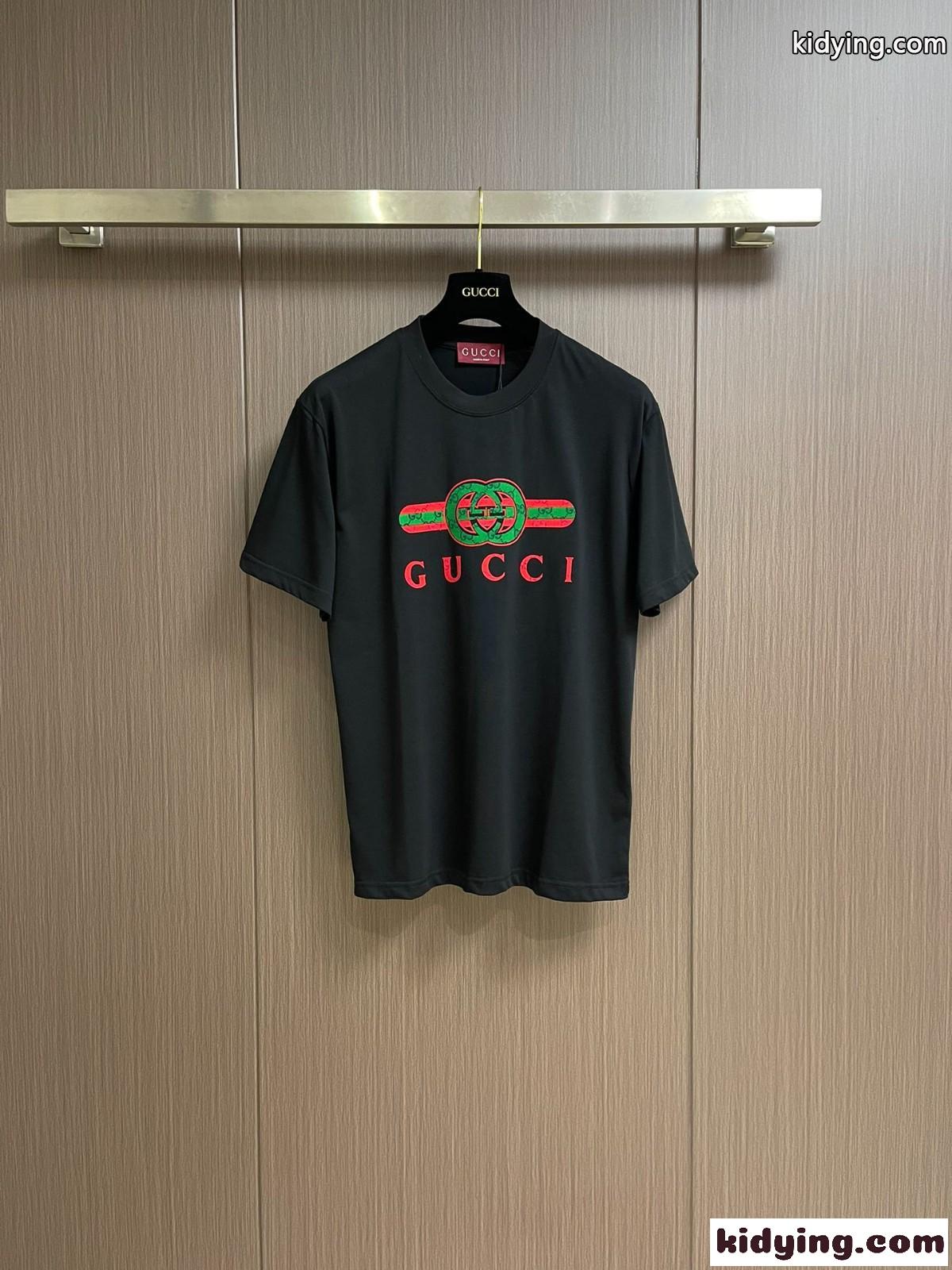 おしゃれ グッチ Tシャツ コピー クルーネック ロゴプリント コットン 半袖Tシャツ-2