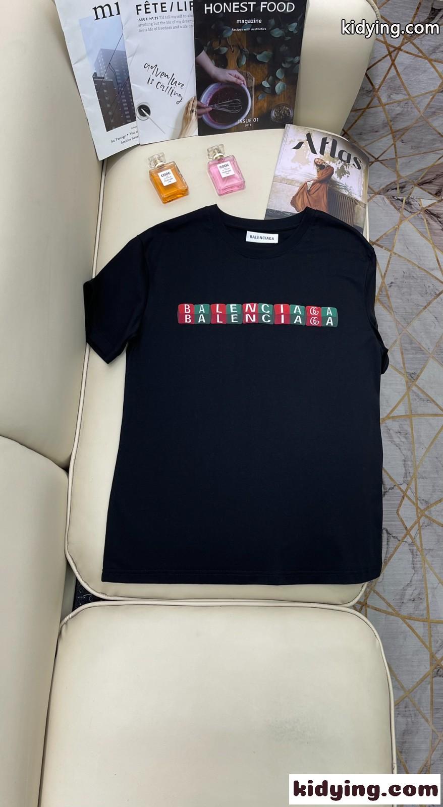 注目される プリント クールネック バレンシアガ Tシャツ コピー 半袖 カジュアル おしゃれ ブラック-0