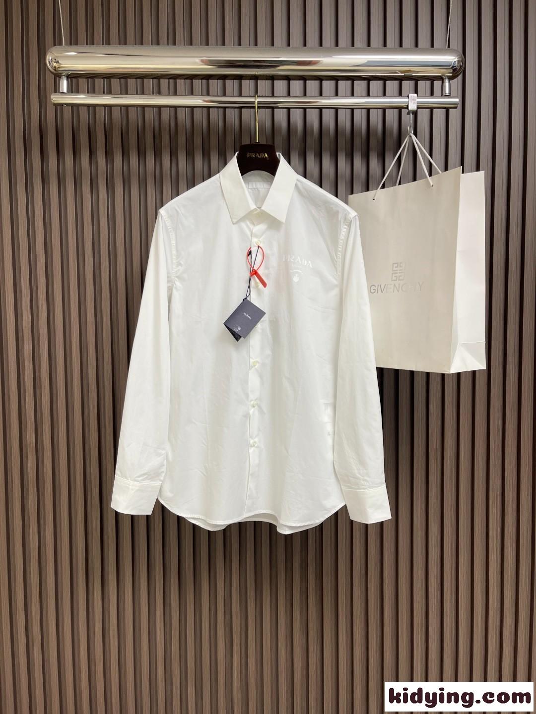 上品 シンプル ロゴ入り トップス プラダ シャツ コピー メンズ ホワイト-1