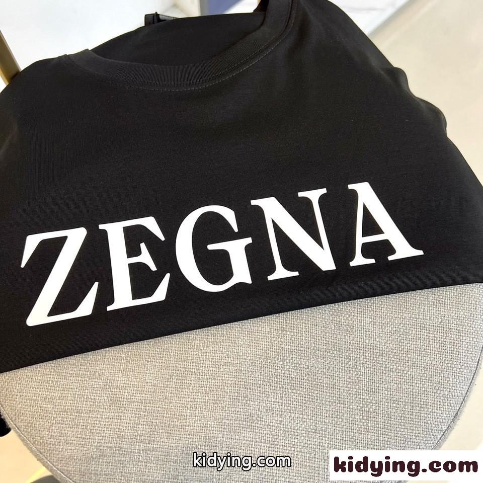 お洒落 ロゴプリント 半袖Tシャツ エルメネジルド・ゼニア Tシャツ 偽物 ブラック-2