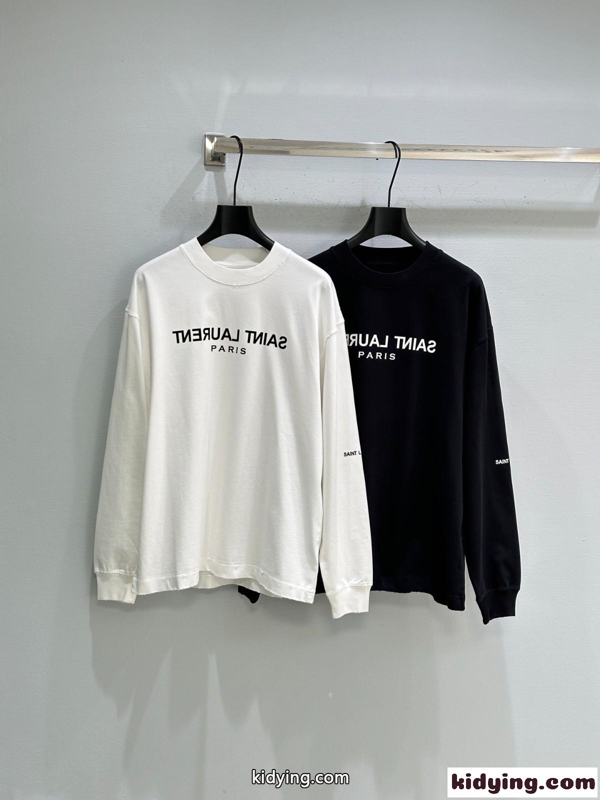 ユニセックス クルーネック スウェットシャツ イヴ・サンローラン Tシャツ 偽物-0