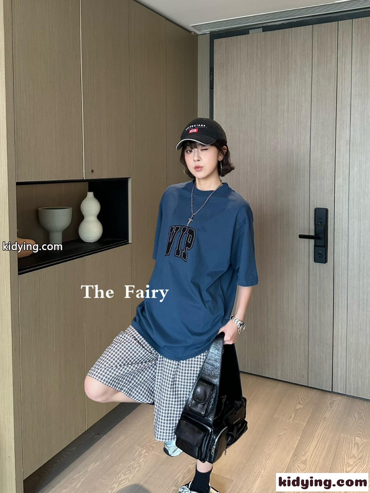 ユニセックス バレンシアガ Tシャツ コピー オーバーサイズ 半袖Tシャツ ブルー-3
