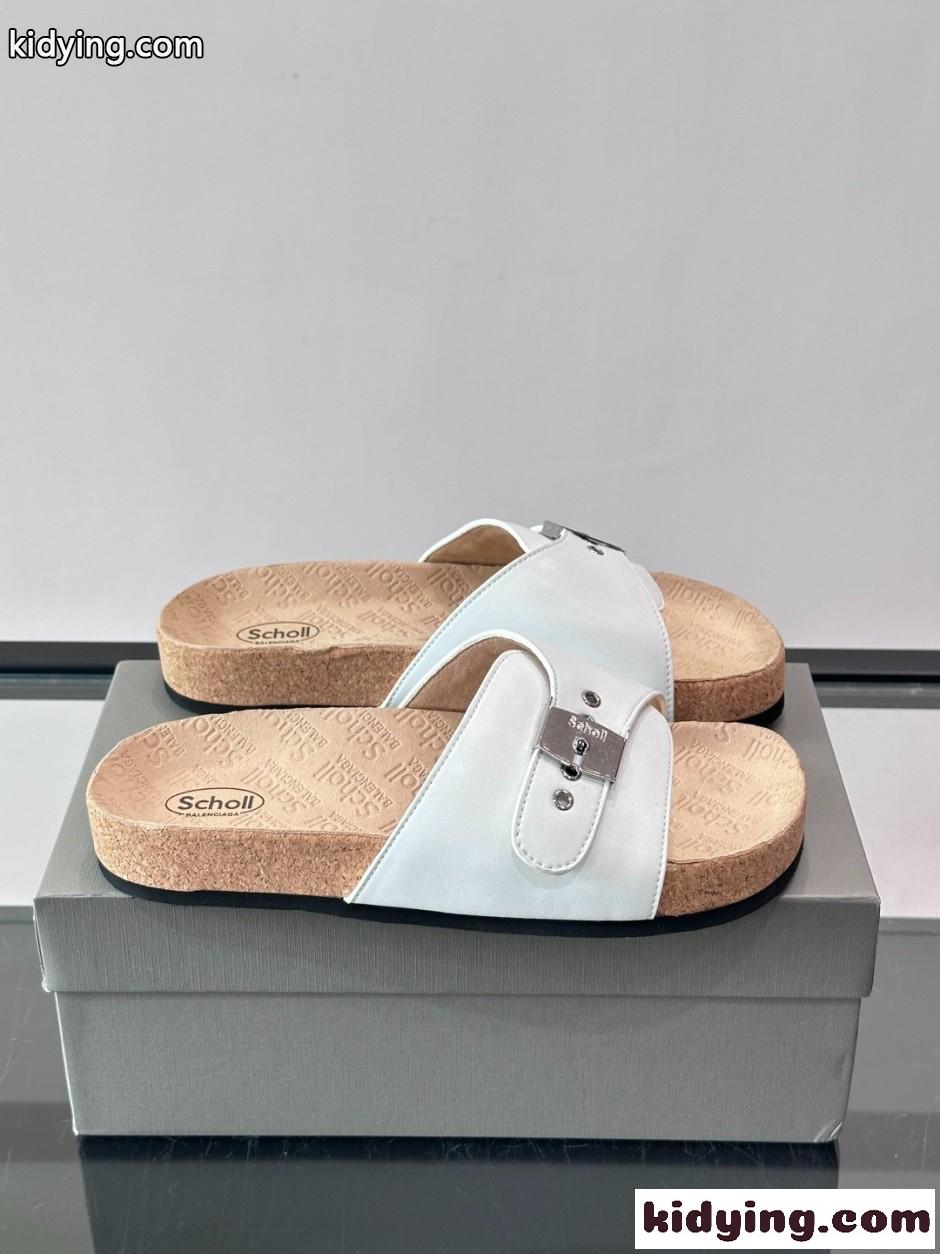 バレンシアガ コピー BALENCIAGA × Scholl コラボレーション サンダル ホワイト-0
