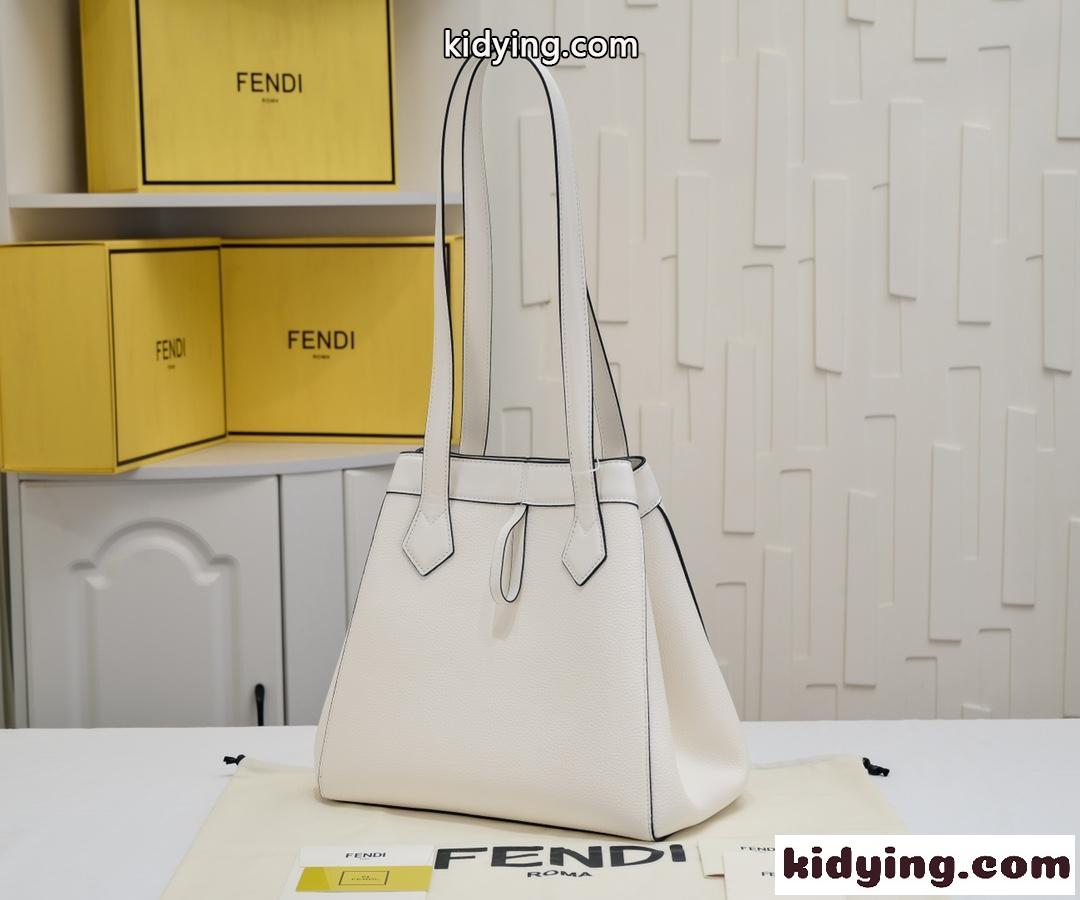 Fendi Origami ミディアム 変形バッグ フェンディ バッグ コピー ホワイトレザー-1