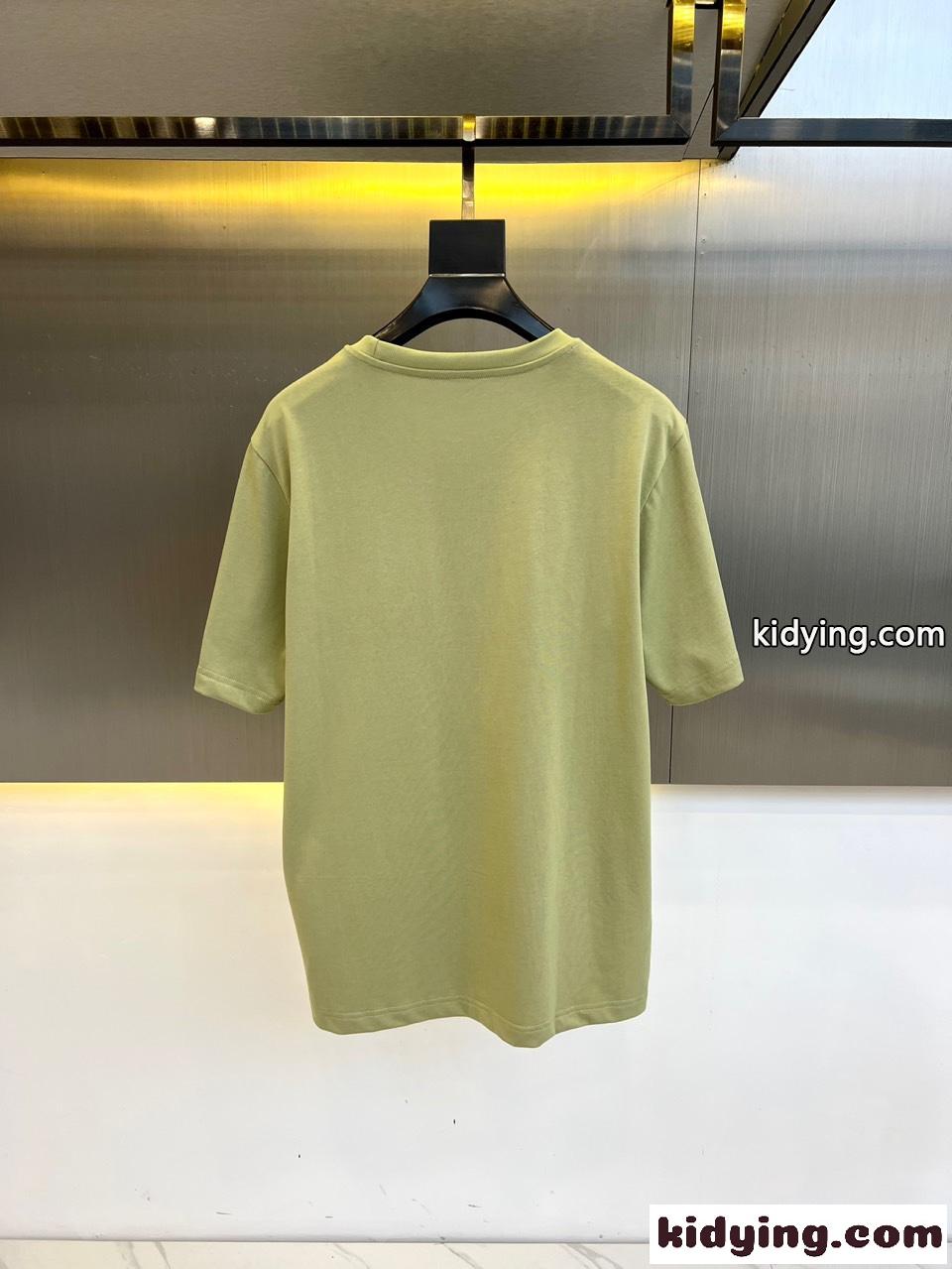 シンプル カジュアル コットンTシャツ バーバリー 半袖Tシャツ コピー グリーン-4