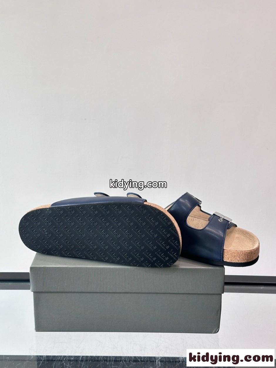 バレンシアガ サンダル コピー BALENCIAGA × Scholl スライドサンダル ブルー-4