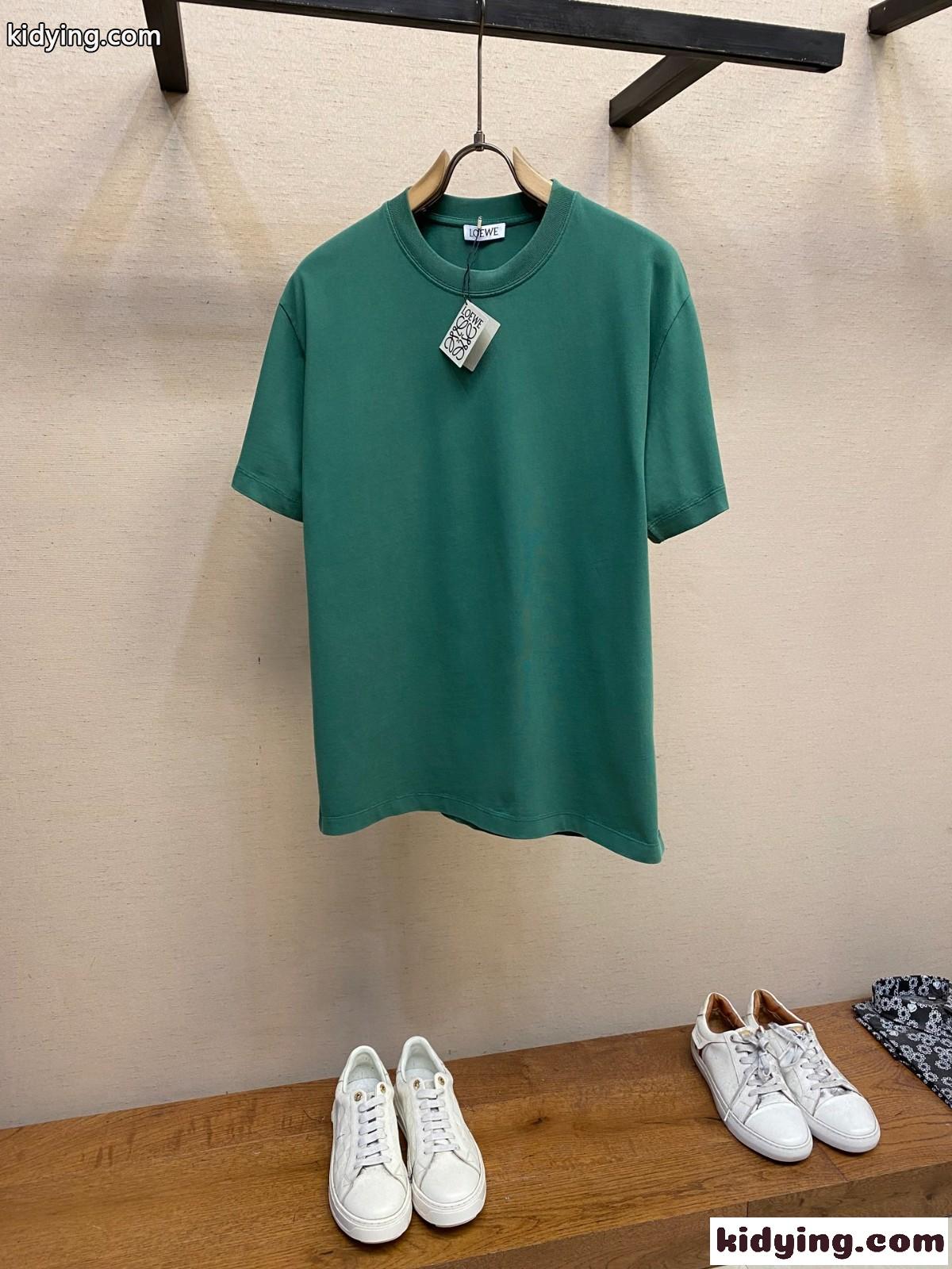 カジュアル ルーズフィット Tシャツ ロエベ Tシャツ コピー 半袖 トップス グリーン-0