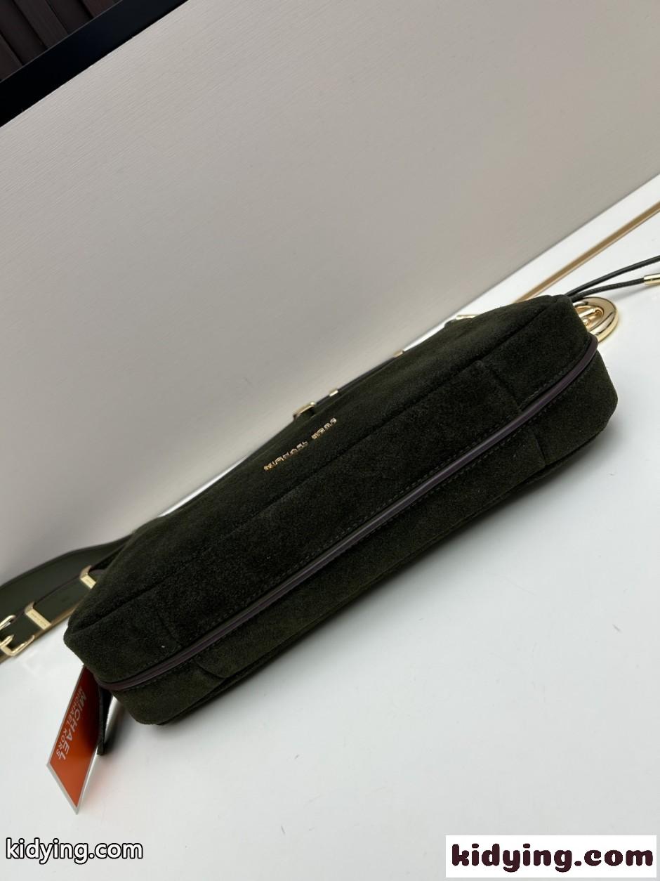 シンプル スエード メタルロゴ ショルダーバッグ マイケルコース バッグ コピー グリーン-3