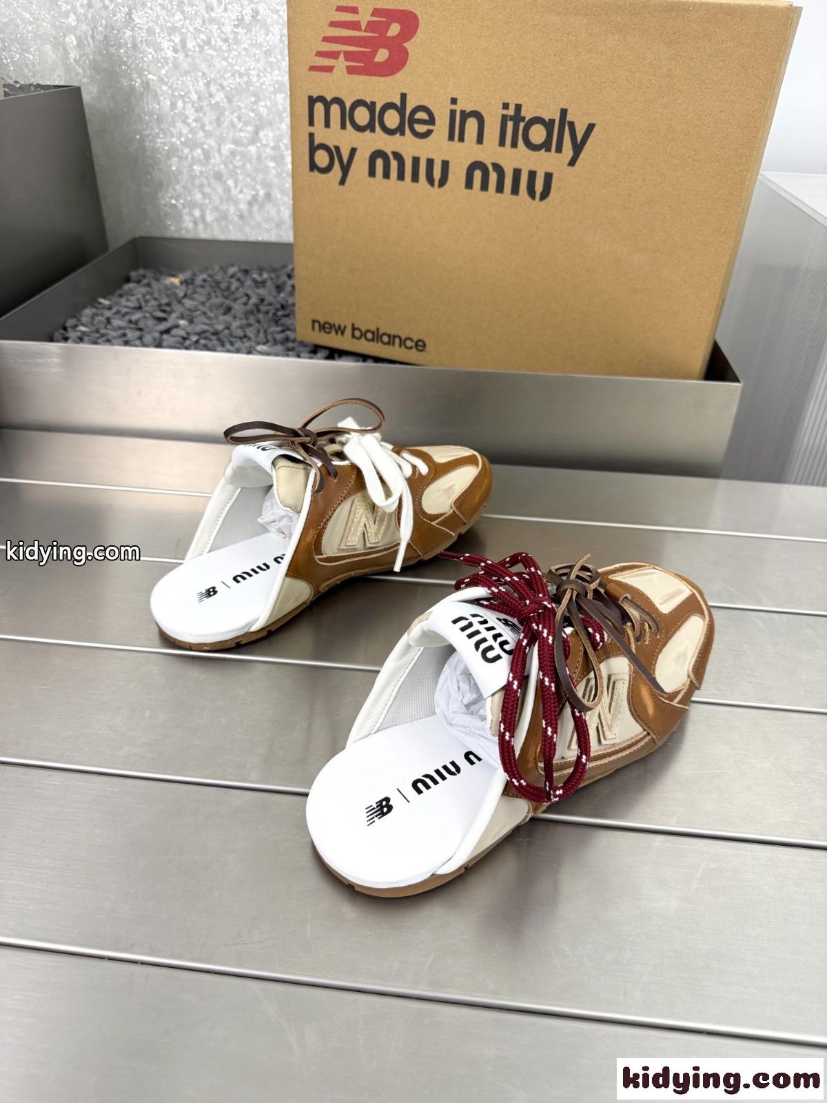 New Balance x Miu Miu 530 SL ミュールスニーカースーパーコピー ブラウン-3