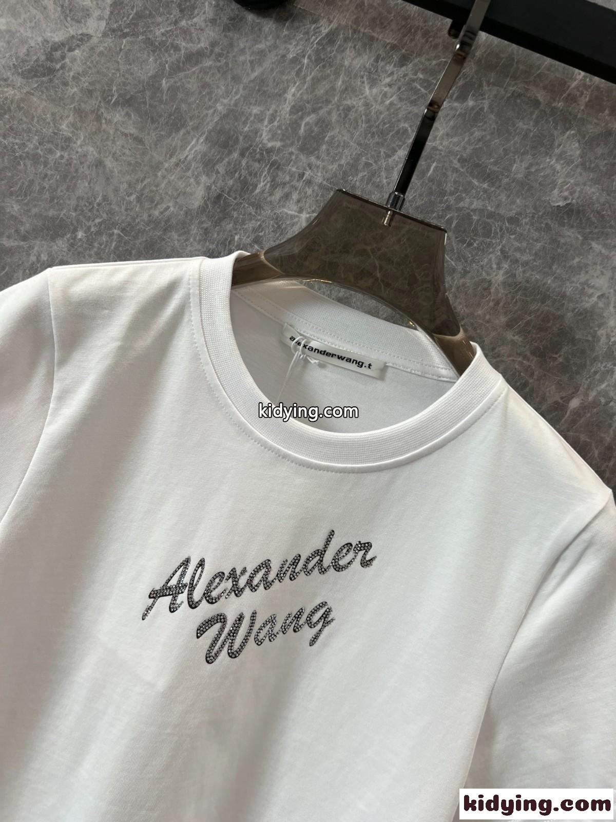 シンプル ロゴ コンパクト 半袖Tシャツ アレキサンダーワング Tシャツ コピー ホワイト-0