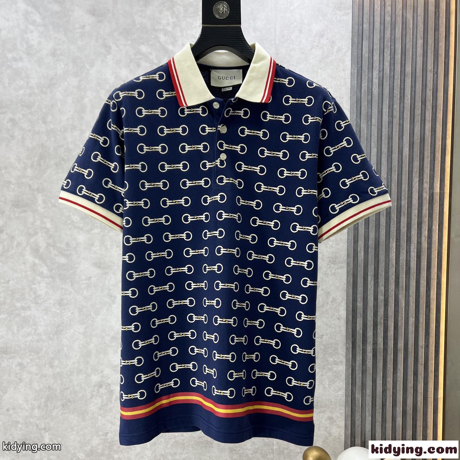 ホースビット プリント コットン ポロシャツ グッチ Tシャツ コピー メンズ トップス-1