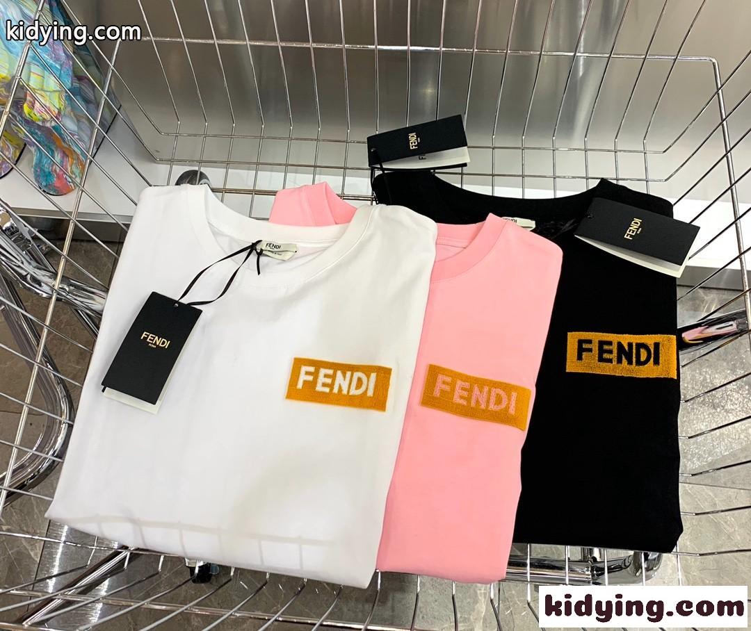 2022新作 刺繍 ラウンドネック プルオーバー フェンディ 半袖tシャツ コピー 3色 ピンク ホワイト ブラック-4