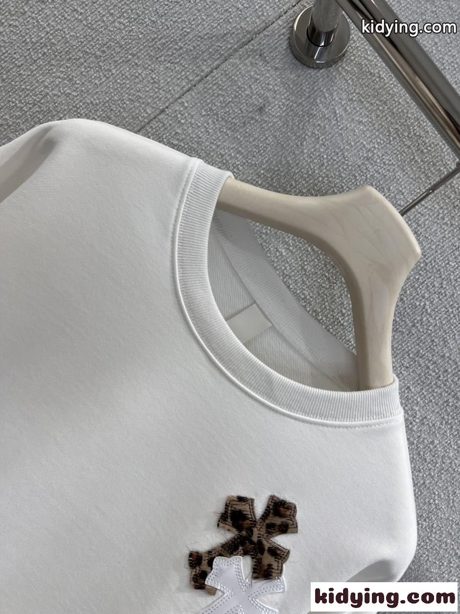 クロスパッチ コットン スウェットシャツ クロムハーツ Tシャツ 偽物 ホワイト-1