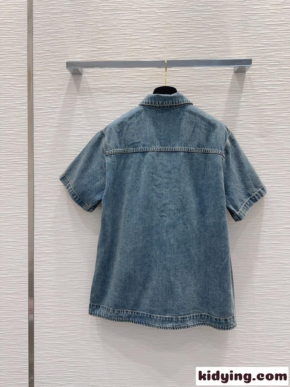 CCロゴ デニム ショートスリーブシャツ シャネル シャツ コピー レディース-4