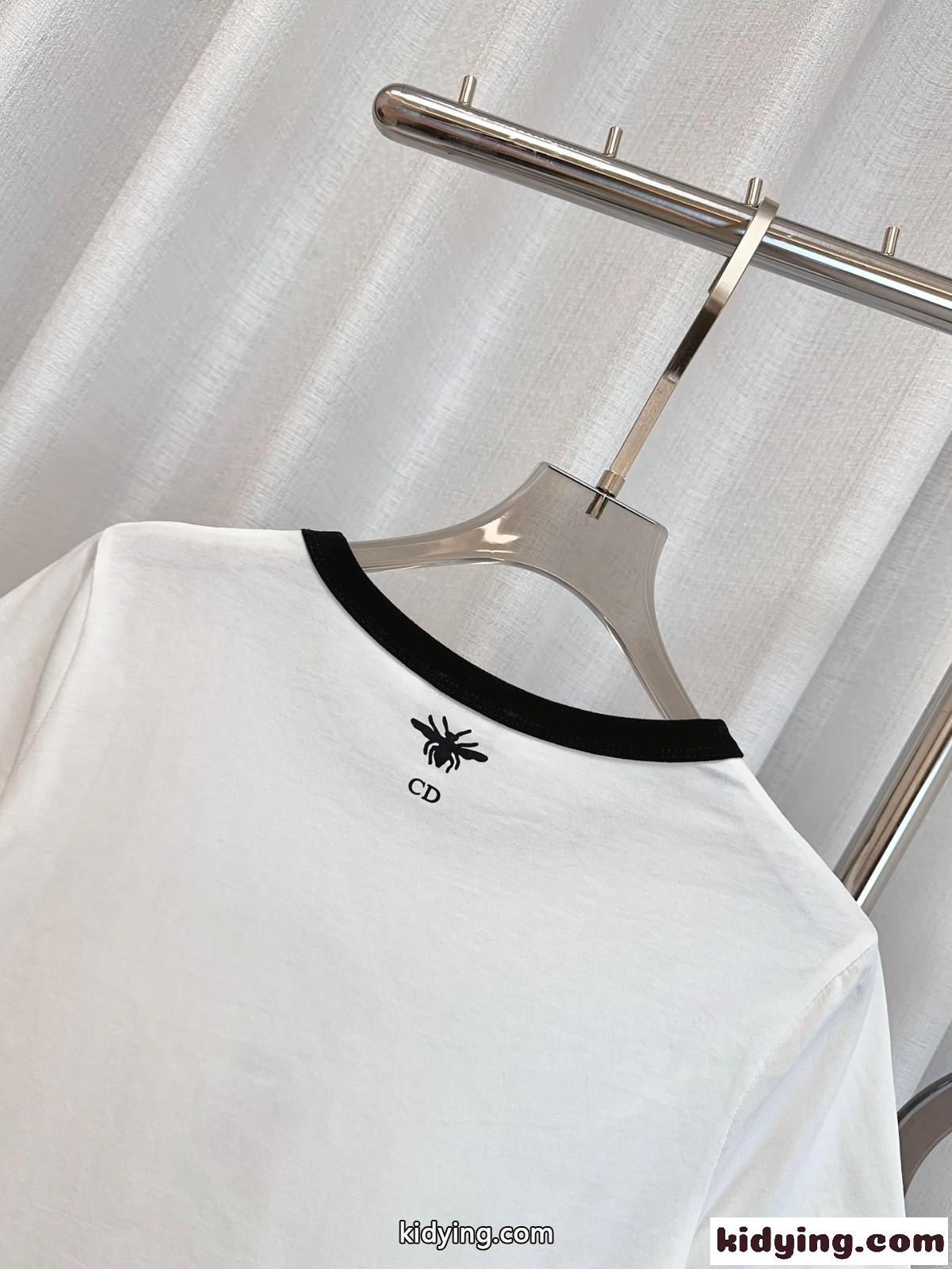 日本限定 コットンブレンド 半袖Tシャツ クリスチャン・ディオール Tシャツ コピー レディース-4