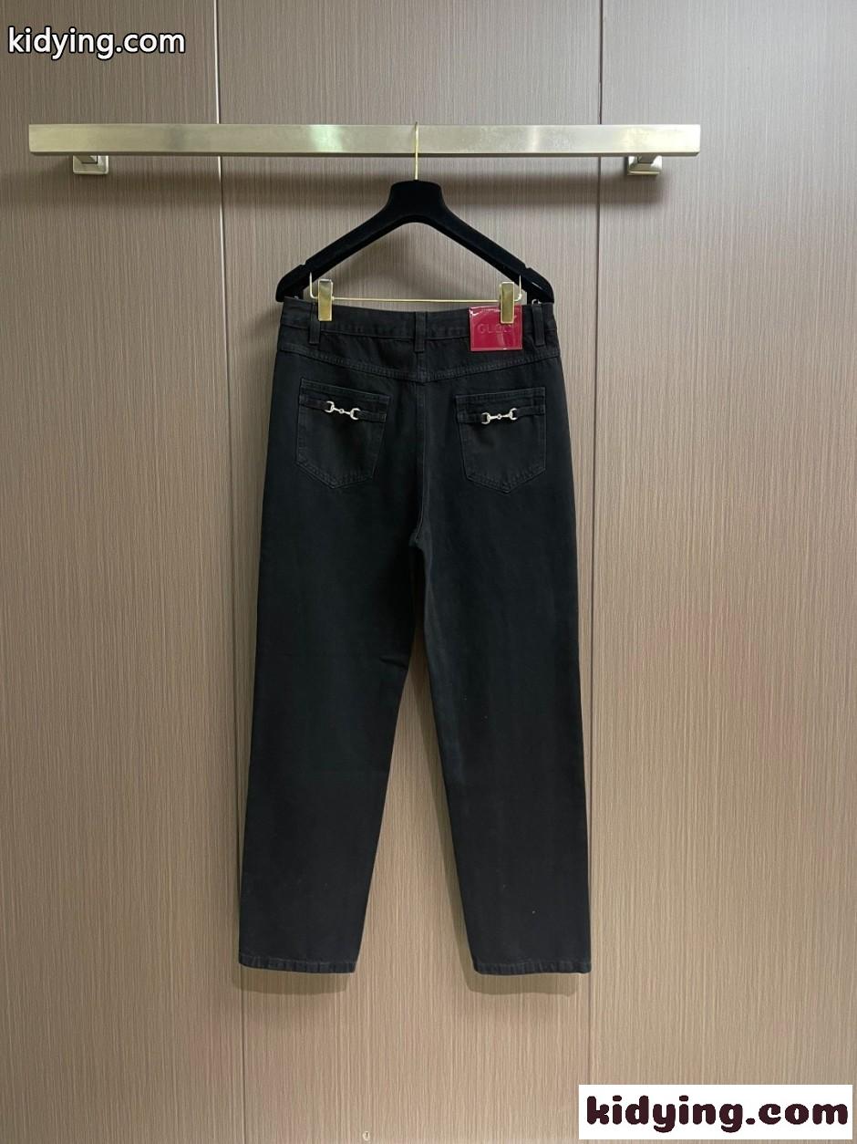 合わせやすい ホースビット付き デニムパンツ グッチ ジーンズ 偽物 ブラック-0