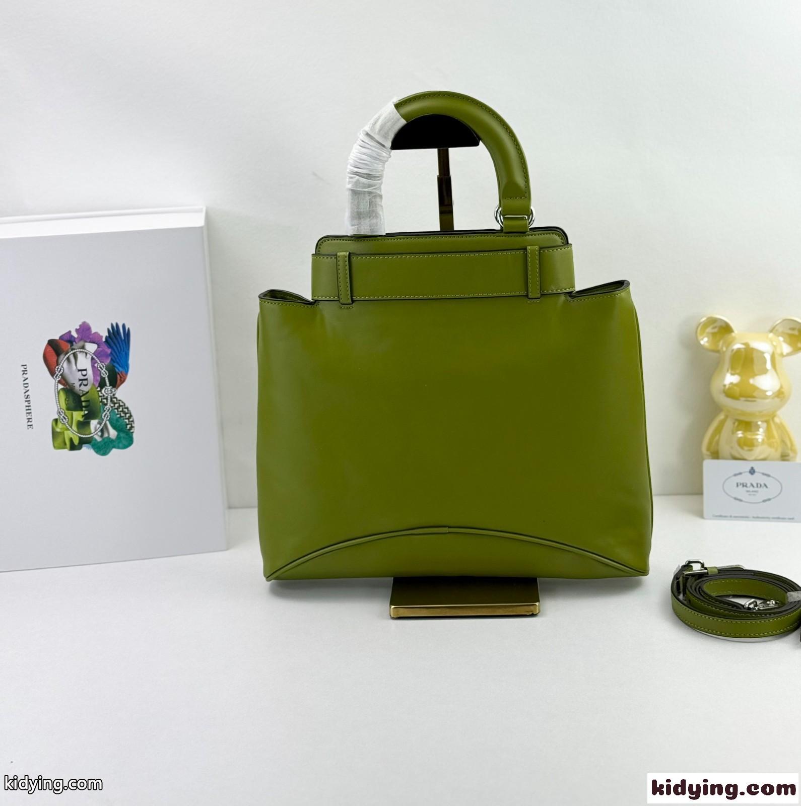 新作♪PRADA エチュード ミディアム レザーバッグ プラダ バッグ コピー グリーン-1