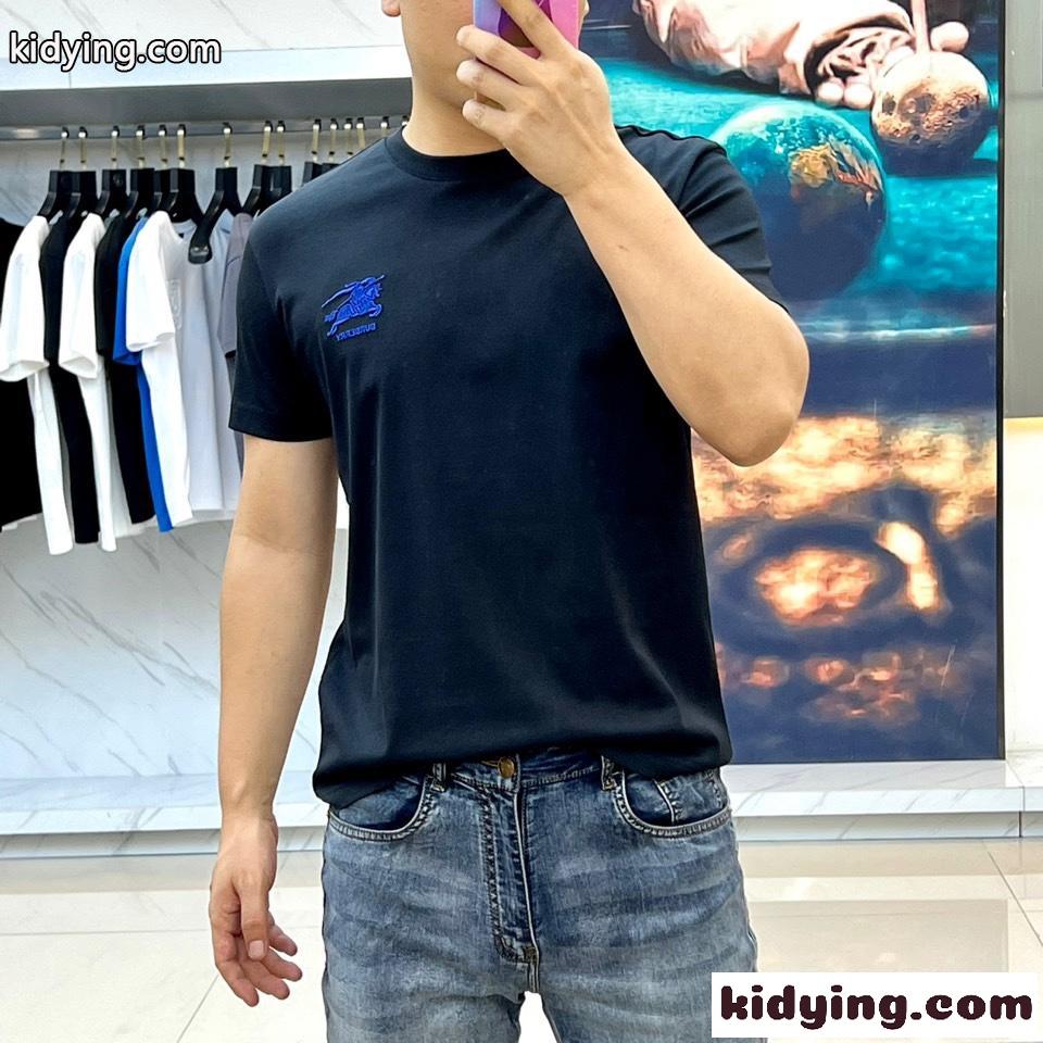大人気 ロゴ コットン クルーネック 半袖Tシャツ バーバリー Tシャツ コピー ブラック-2