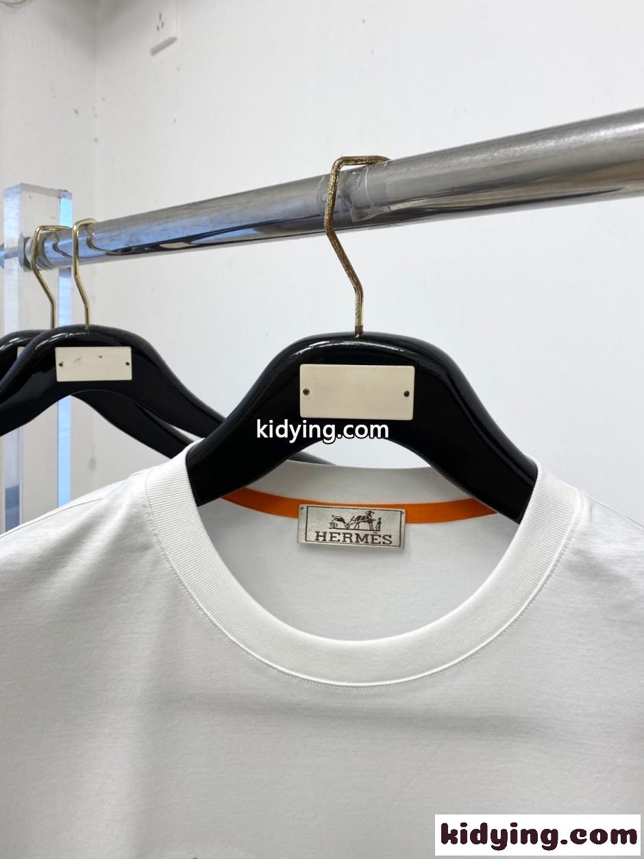 ホースモチーフ クルーネック 半袖Tシャツ エルメス Tシャツ 偽物 ホワイト-1