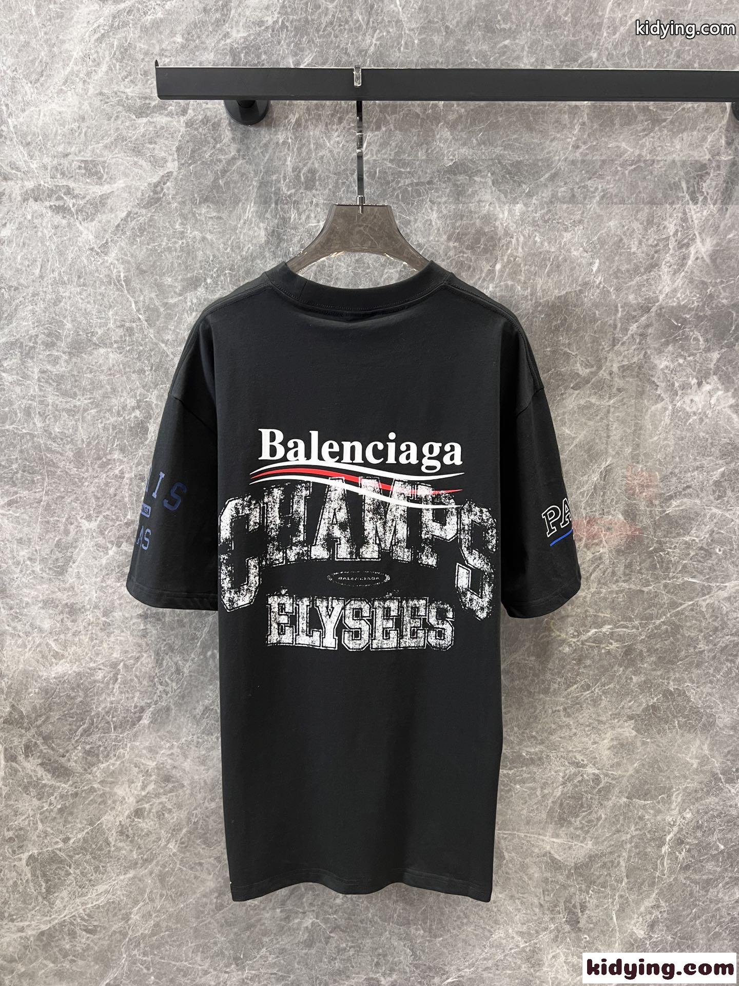 人気 カジュアル オーバーサイズ 半袖Tシャツ バレンシアガ Tシャツ コピー ブラック-2