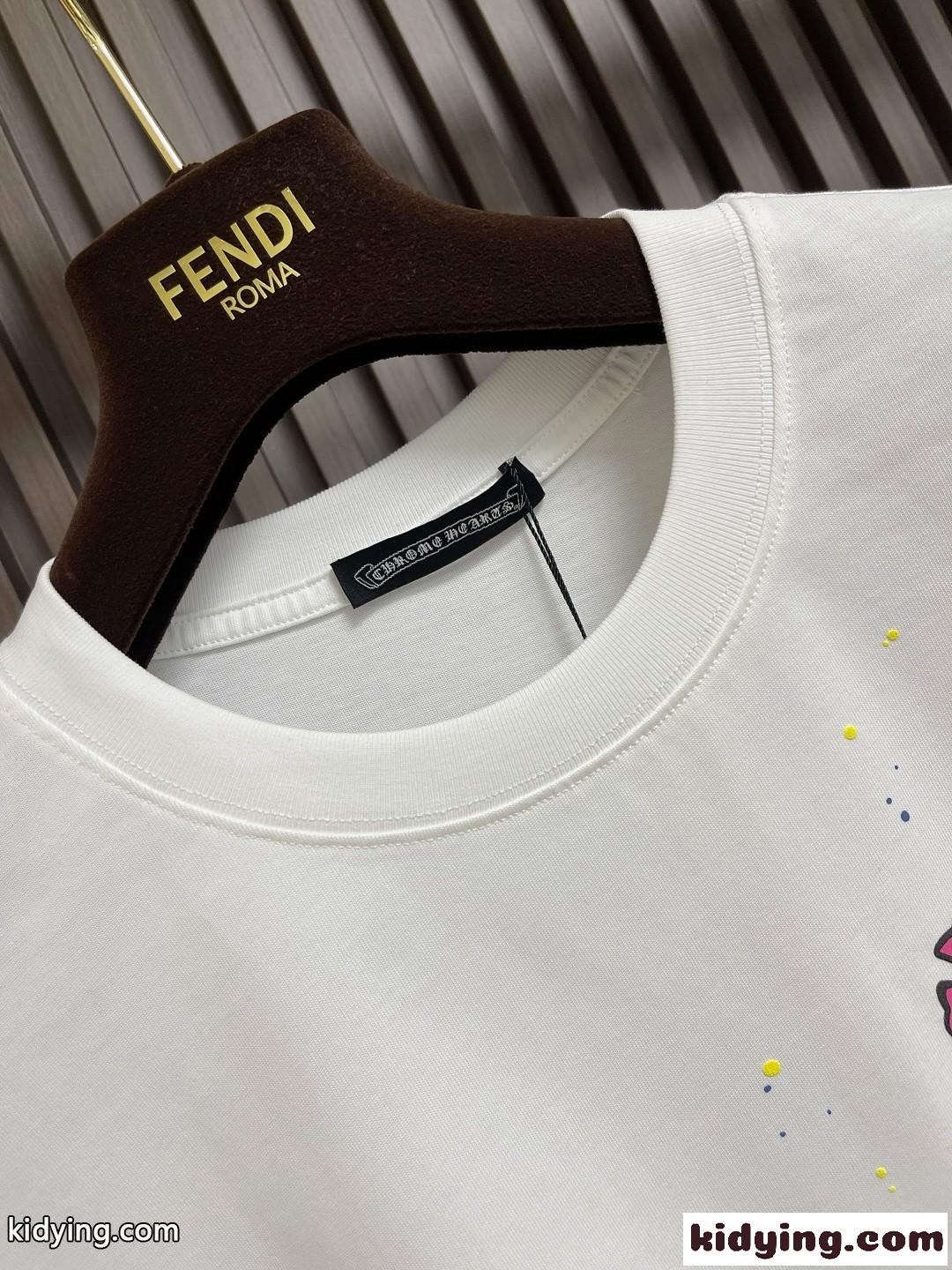 カジュアル クロムハーツ Tシャツ 偽物 プリント クルーネック 半袖Tシャツ コットン-3