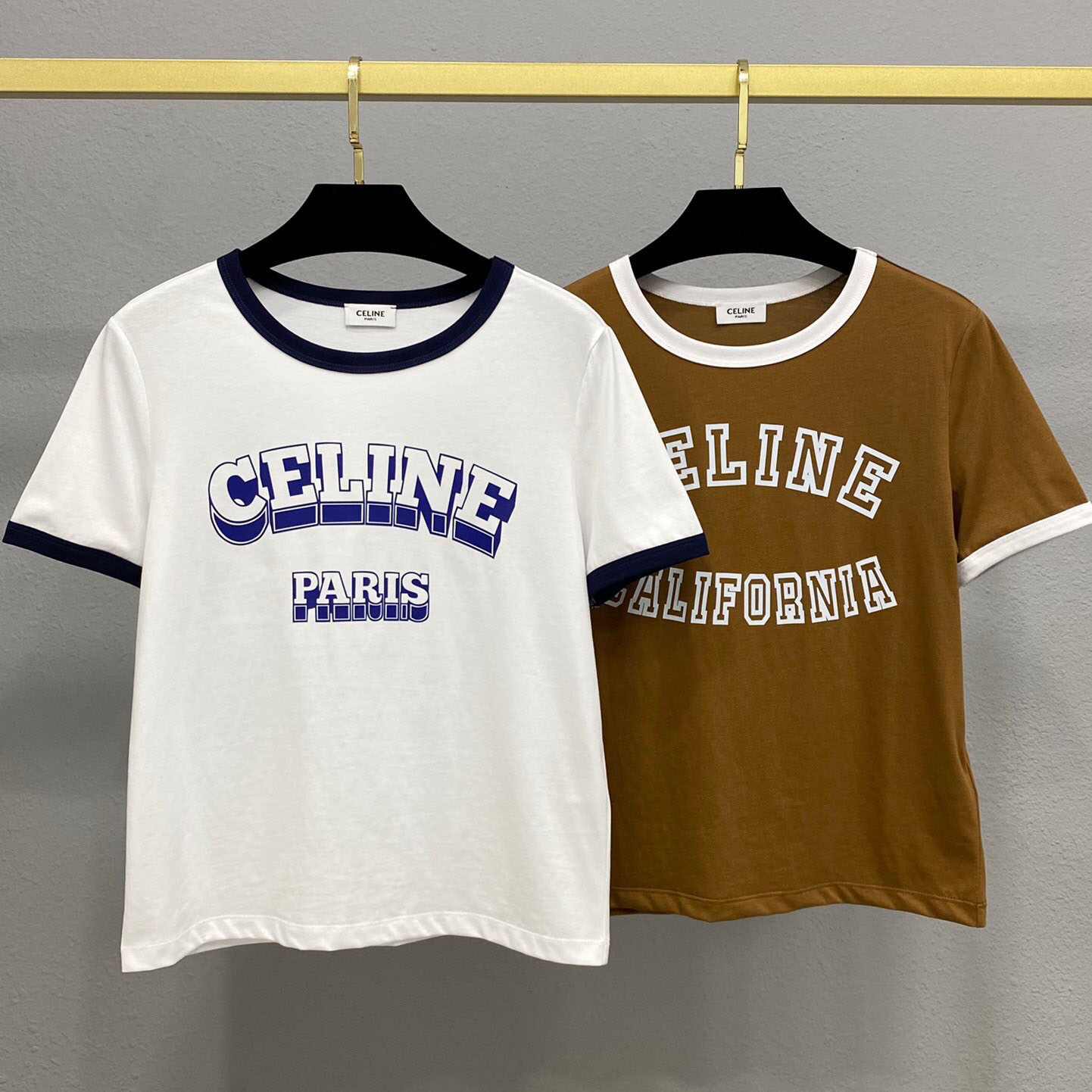 人気 おしゃれ クルーネック ロゴ セリーヌ Tシャツ コピー コットン 半袖Tシャツ-4